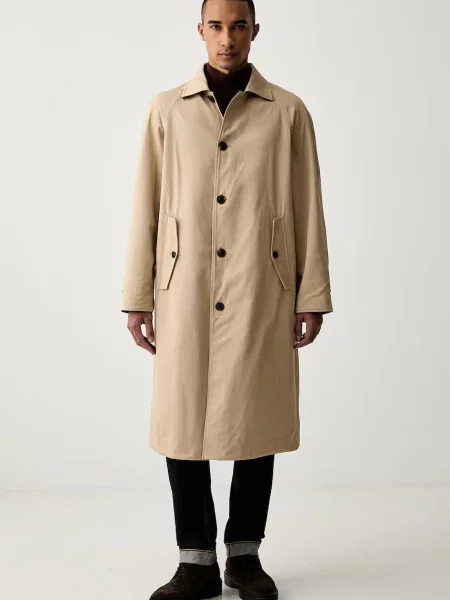 Trussardi oboustranný kabát pánský vlněný béžový