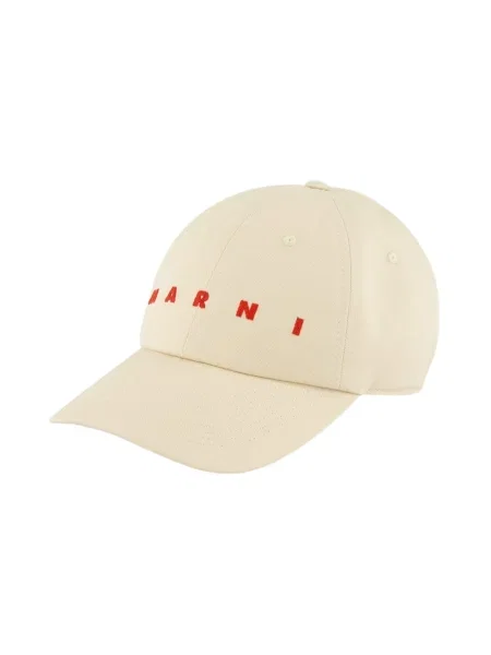 Czapka z daszkiem Marni z logo beżowa