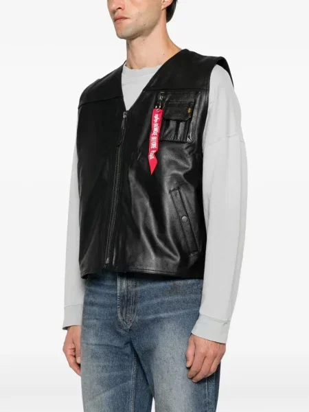 Δερμάτινο γιλέκο Alpha Industries με κορδόνια μαύρο