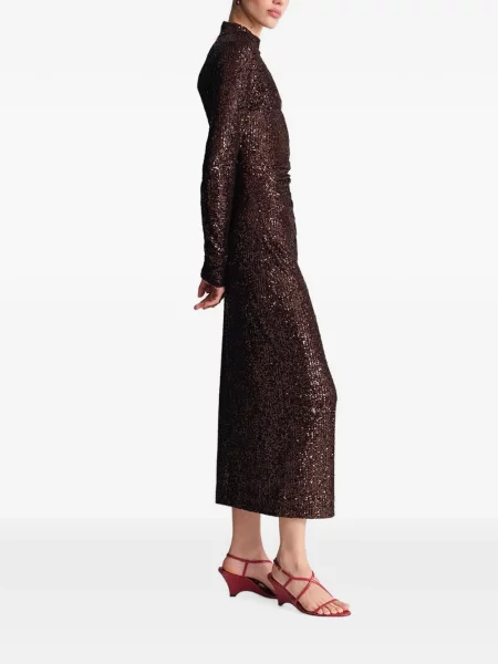 Rochie midi Cara Cara cu paiete maro