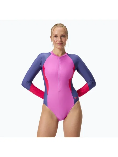 Speedo Colour Block női egyrészes fürdőruha neonlila. Méret: 30 lila