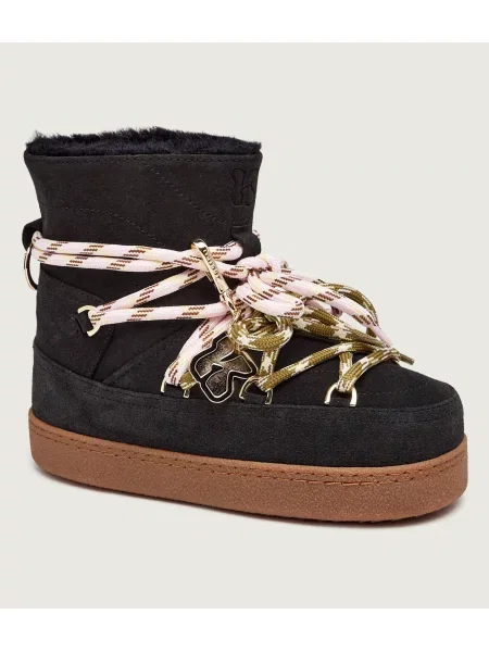 INUIKII Bocanci Quilted | piele întoarsă negru