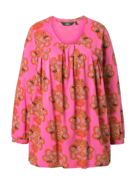 Ulla Popken Tricou galben auriu / portocaliu închis / roz negru