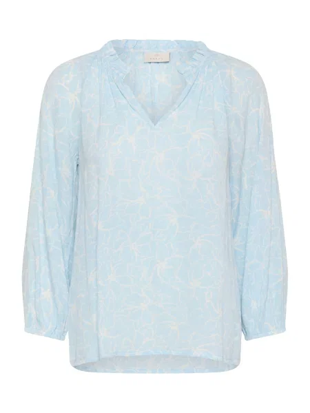 Kaffe Bluză KATine Amber albastru deschis alb