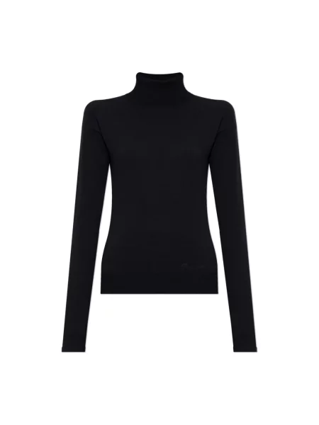 Lniany sweter z golfem Dsquared2 z logo czarny