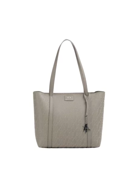 Duża shopperka Armani Exchange skórzana szara