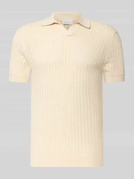 Koszulka polo w kroju slim fit z dekoltem w serek Profuomo białe