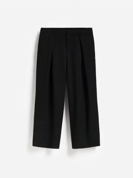 Reserved Pantaloni plisați cu croi larg negru