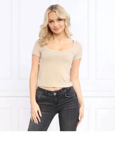 GUESS Póló CHERYL JEWEL TOP bézs