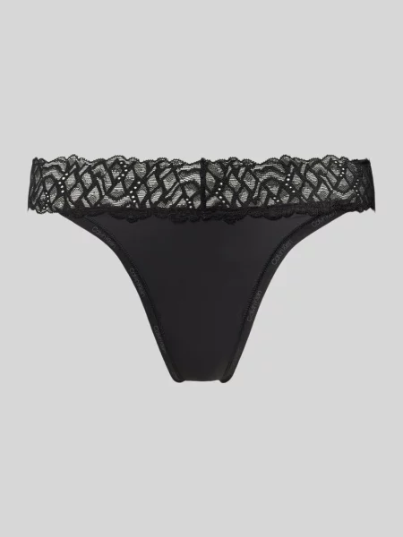 Stringi obszyte koronką Calvin Klein Underwear czarne