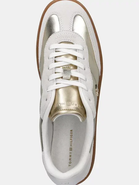 Tommy Hilfiger Кожени маратонки MU JACKIE METALLIC бежово