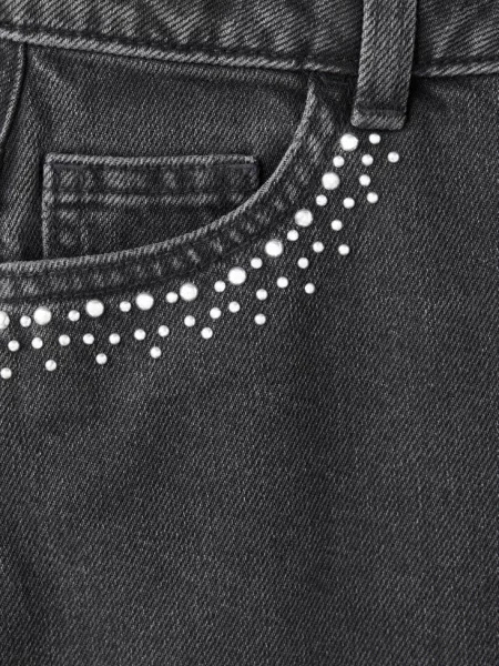 Jeansowa spódnica ze zdobieniami black denim Dzieci 8 MANGO KIDS czarna