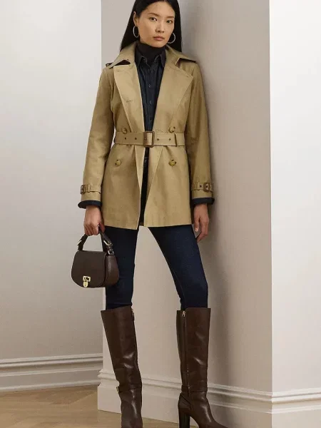 Двубортное пальто Lauren Ralph Lauren бежевое