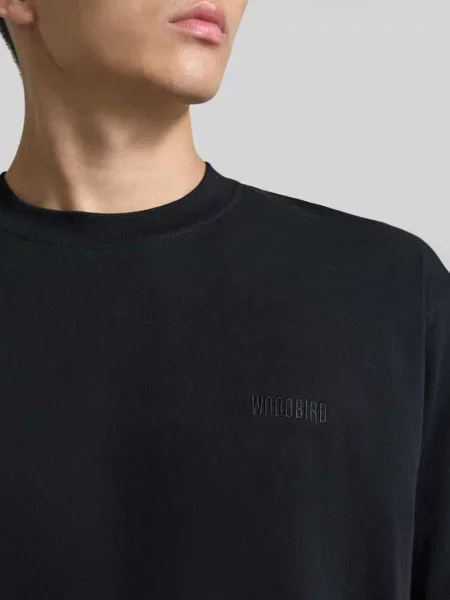 T-shirt o kroju regular fit z czystej bawełny model ‘Baine’ Woodbird czarna