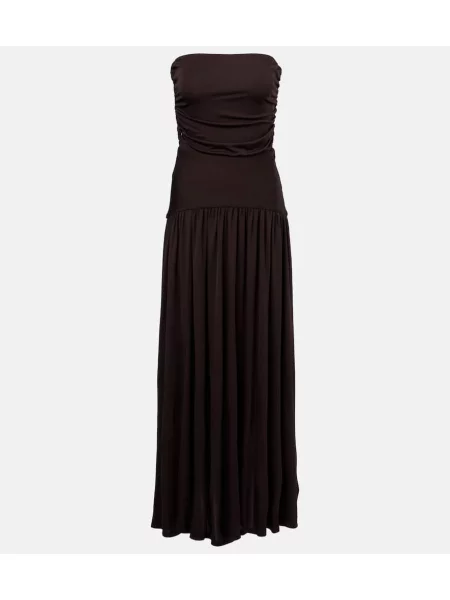 Rochie maxi Staud din jerseu de costum maro