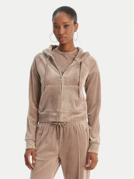 Juicy Couture Tepláková bunda MADISON tmavošedá béžová
