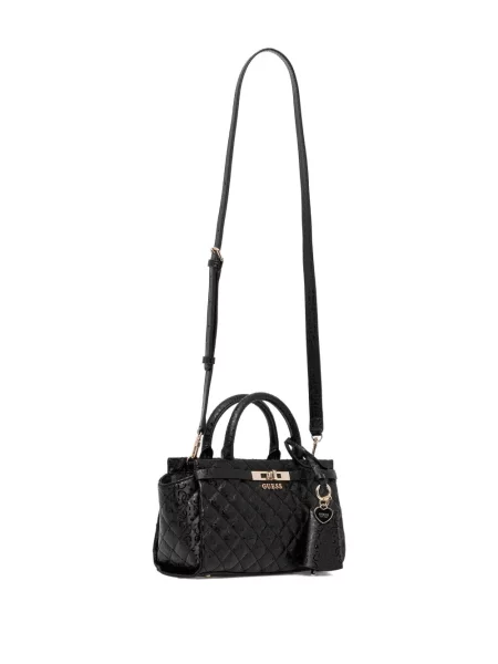 Matlasat geantă shopper Guess cu autograf negru