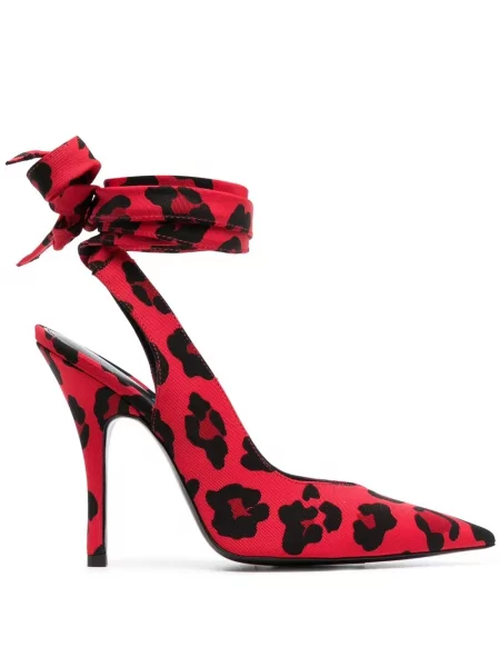Pantofi cu toc The Attico cu imagine cu model leopard roșu