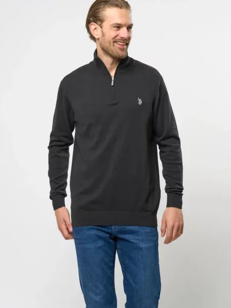 U.S. POLO ASSN. Pulóver UMBRISON világosszürke fekete
