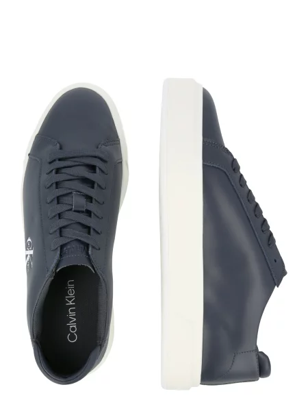 Sneakersy Calvin Klein Basket Cupsole Laceup Lth Ml Tmavomodrá biela