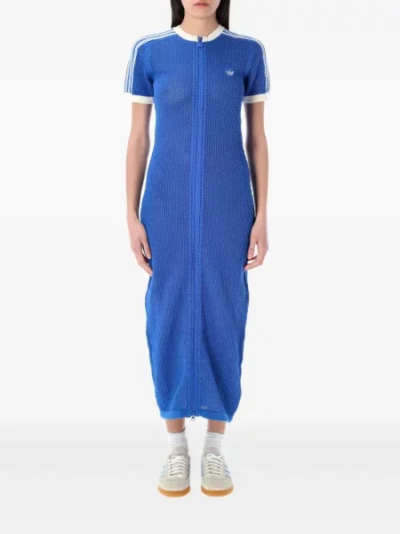 Dzianinowe szydełkować szorty Adidas garniturowe niebieskie