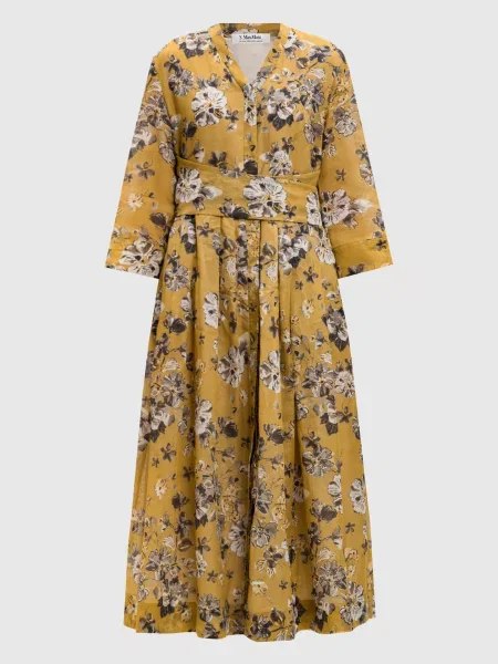 Платье Max Mara в цветочек с принтом желтое