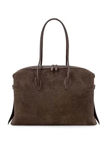 Geantă shopper Yuzefi din piele de căprioară maro