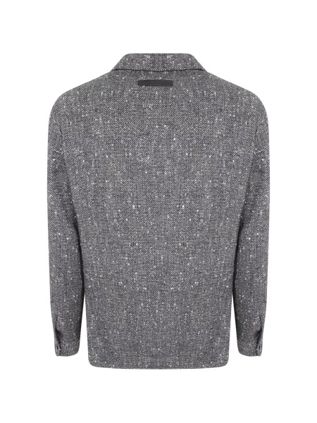 Geacă cămașă Zegna cu model herringbone gri
