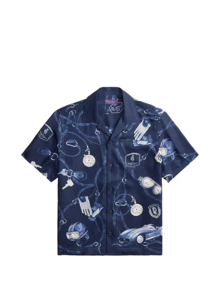 Selyem ing Ralph Lauren Purple Label nyomtatás kék