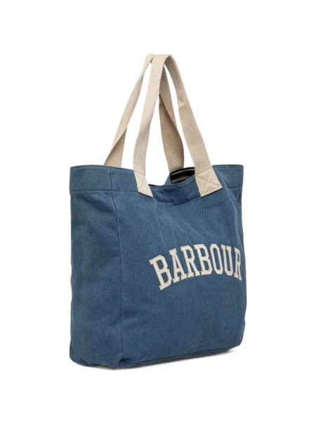 Geantă shopper Barbour cu aplicații albastru