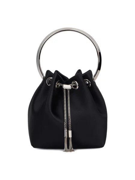 Satynowy kapelusz Jimmy Choo czarny