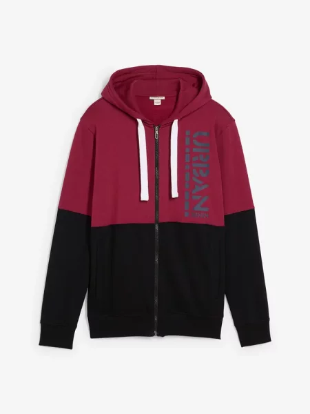 Bluza rozpinana z kapturem z czystej bawełny organicznej czerwona