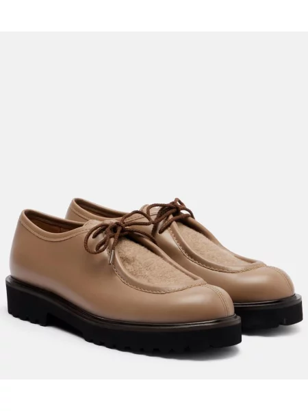 Pantofi loafer Max Mara din piele bej