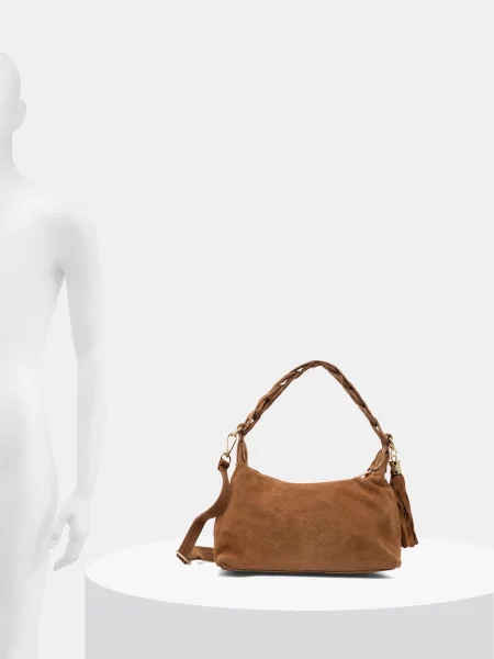 Answear.LAB чанта crossbody дамска от велур кафяво