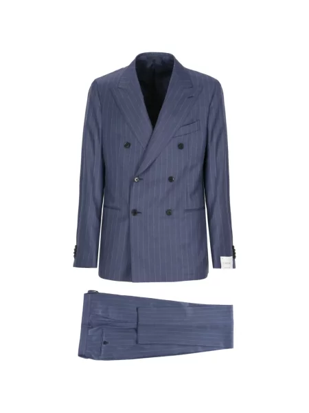 Costum Caruso cu două rânduri de nasturi albastru