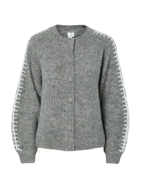 YAS Geacă tricotată YASOLLY gri amestecat alb