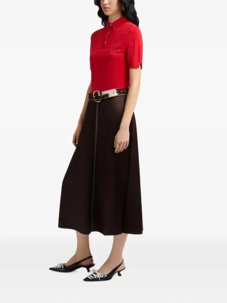 Fustă midi Marni din satin maro