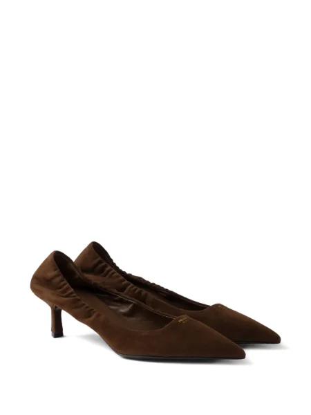 Pantofi cu toc Prada din piele de căprioară maro