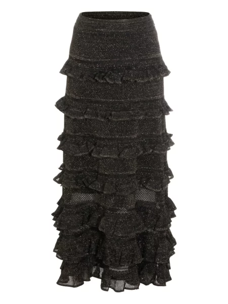Spódnica midi Zimmermann z falbankami do kolan czarna