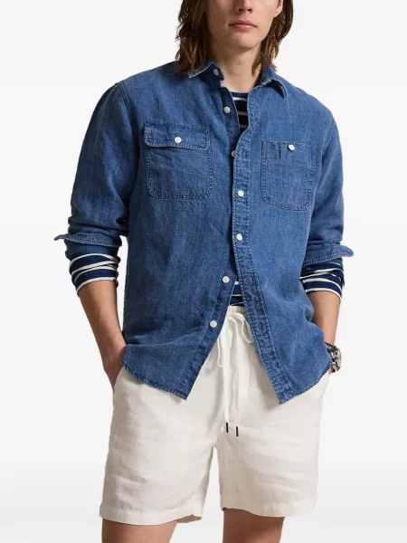Scurt șapcă Polo Ralph Lauren cu broderie din jerseu maro