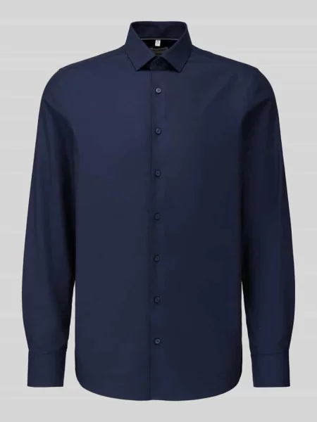 Koszula biznesowa o kroju slim fit z dodatkiem streczu Olymp Level 5 granatowa