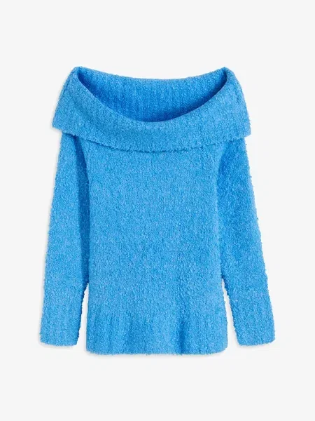 Sweter off-shoulder niebieski