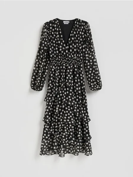 Reserved Sukienka maxi w groszki wielobarwny