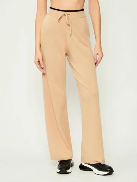 Pinko De lână pantaloni de tricot VERAGUAS | Straight fit cu adaos de cașmir bej