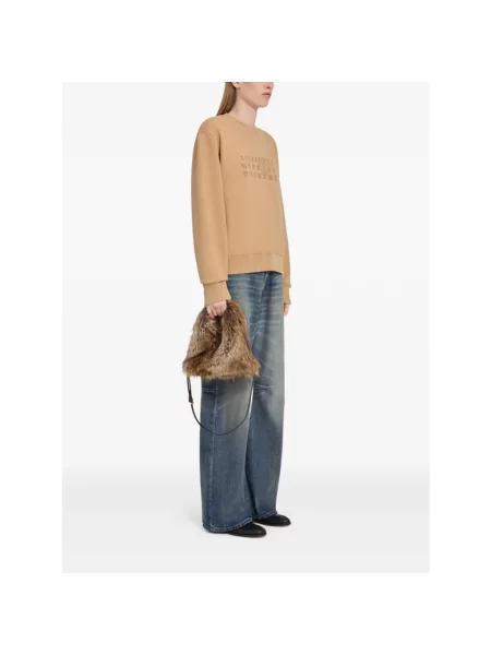Bluza Mm6 Maison Margiela z logo beżowa
