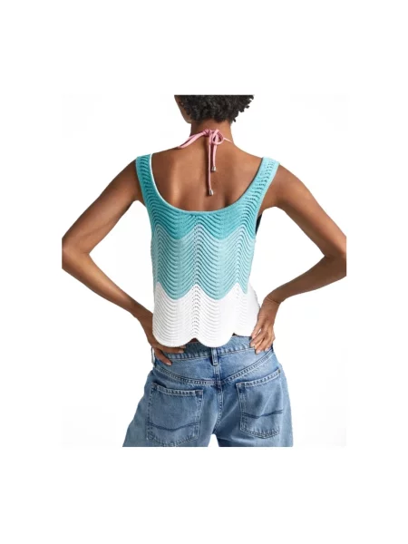 Top Pepe Jeans elegancki niebieski