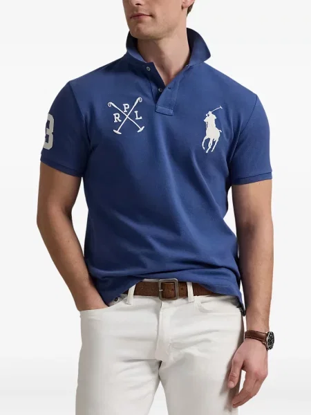 Дълго мрежеста тениска Polo Ralph Lauren с кръгло деколте зелено