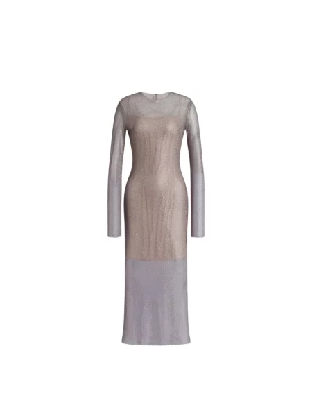 Sukienka midi Alberta Ferretti z dżetami szara