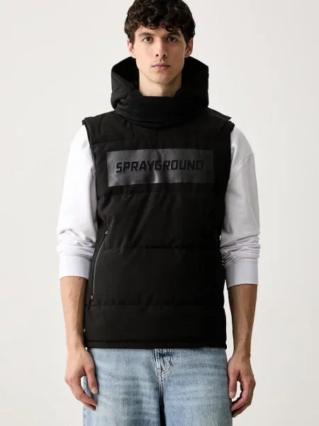Sprayground jachetă fără mâneci cu glugă pentru bărbați negru