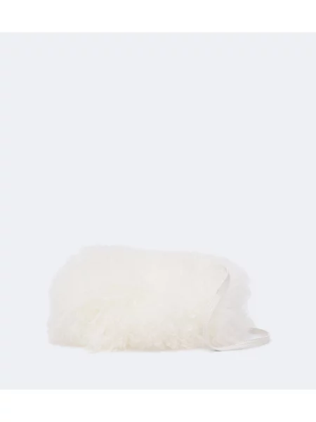 Geanta crossbody Yves Salomon din piele de oaie alb